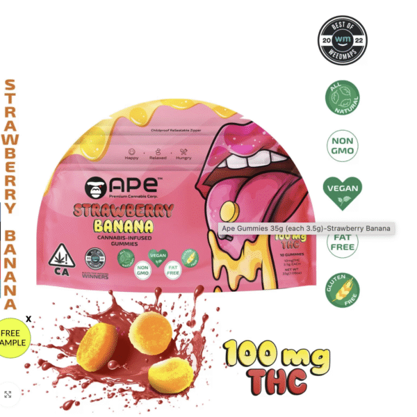 APE -Strawberry&Banana — 10 Cannabis-Infused Gummies THC 100mg